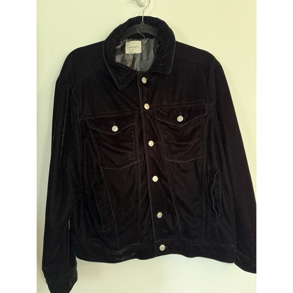 Women's black velvet jacket Blazer Sz L Soft Cotton Candy LA